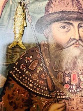 Gold Fish Charm Pendant - Shiny Gold Tone